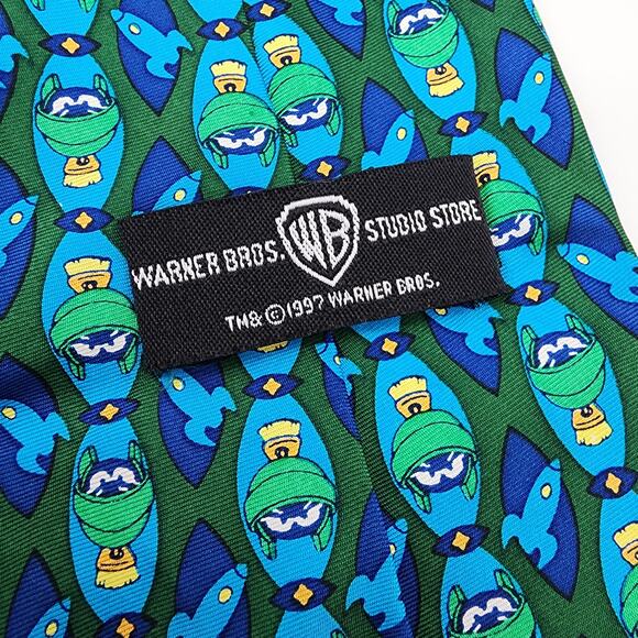 Looney Tunes Marvin The Martian Novelty Neck Tie Blue Green Cartoon Vtg 1990s - Picture 7 of 7